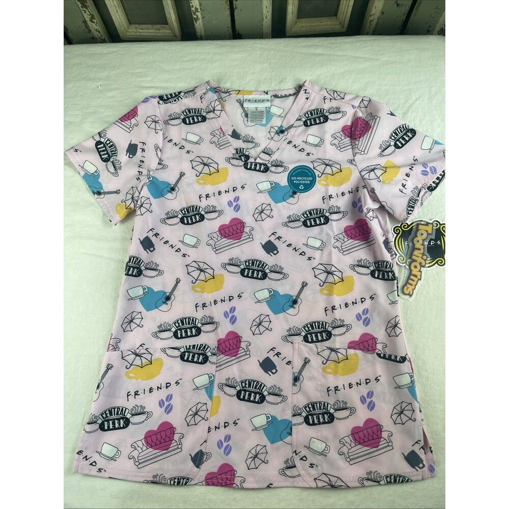 Tooniforms Cherokee Women's Friends "Central Perk" Scrub Top Size Small  NWT